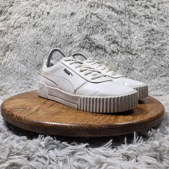 Puma Carina Womens Size 8 Retro White Casual Lowtop Shoes Sneakers 374107-01 - Picture 1 of 10